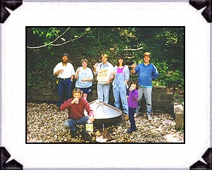 Volunteer day (local residents that have volunteered their services in aiding our restorations) in June 1998 at the Silver Queen Spring, developed in 1883 and still the best water in the region. It serves as or table water at our Vegetarian lunches.