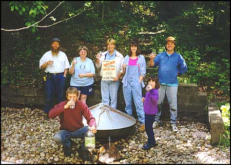 Volunteer day (local residents that have volunteered their services in aiding our restorations) in June 1998 at the Silver Queen Spring, developed in 1883 and still the best water in the region. It serves as or table water at our Vegetarian lunches.