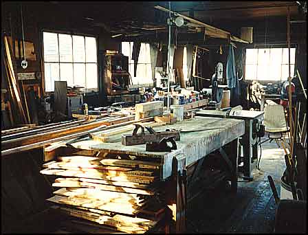 One of three working carpenter shops today at Mary's City of David. This was a later shop that has seen continuous service from the 1940s, and is part of the walking tour. Vintage tools and today's saw dust.