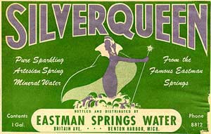 Label from the famous Silver Queen artesian wells. Label predates 1920, for a one gallon water jug.