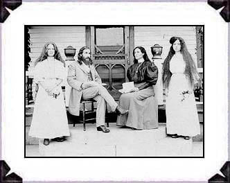Benjamin and Mary Purnell with two Israelite school girls on Bethlehem porch.