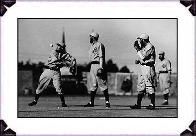 The Pepper Game of the 1930s; L-R, George Anderson, John Tucker, Doc Tally. Tally created the exhibition, and brought it to its perfection with these Israelite players during the 1930s. The game stopped at fifth inning to see a performance that was both uniquely clever as it was expertly executed.