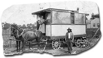 1902 at Fostoria, Ohio, Mary and Benjamin's last means of transportation during a 7 year sojourn on the road as itinerant preachers.