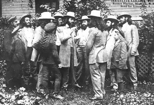 A popular advertising postal view from around 1910 of Israelite preachers in the typical attire that they wore as they journeyed all across the North American continent, Australia, New Zealand, United Kingdom and into Europe during this period.