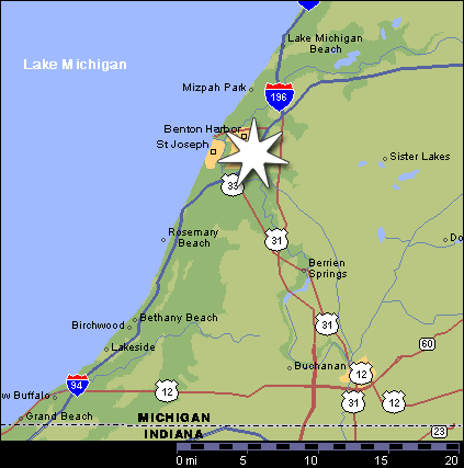 Southwest Michigan and the relation of Benton Harbor to St. Joseph, New Buffalo, Sister Lakes, etc.