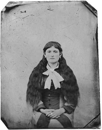 A tin type from mid-1870s of Mary Stallard, then in her early teens. She would marry Benjamin Purnell at Aberdeen, Ohio in 1880. They together would co-author the Star of Bethlehem, and co-found the Israelite House of David.